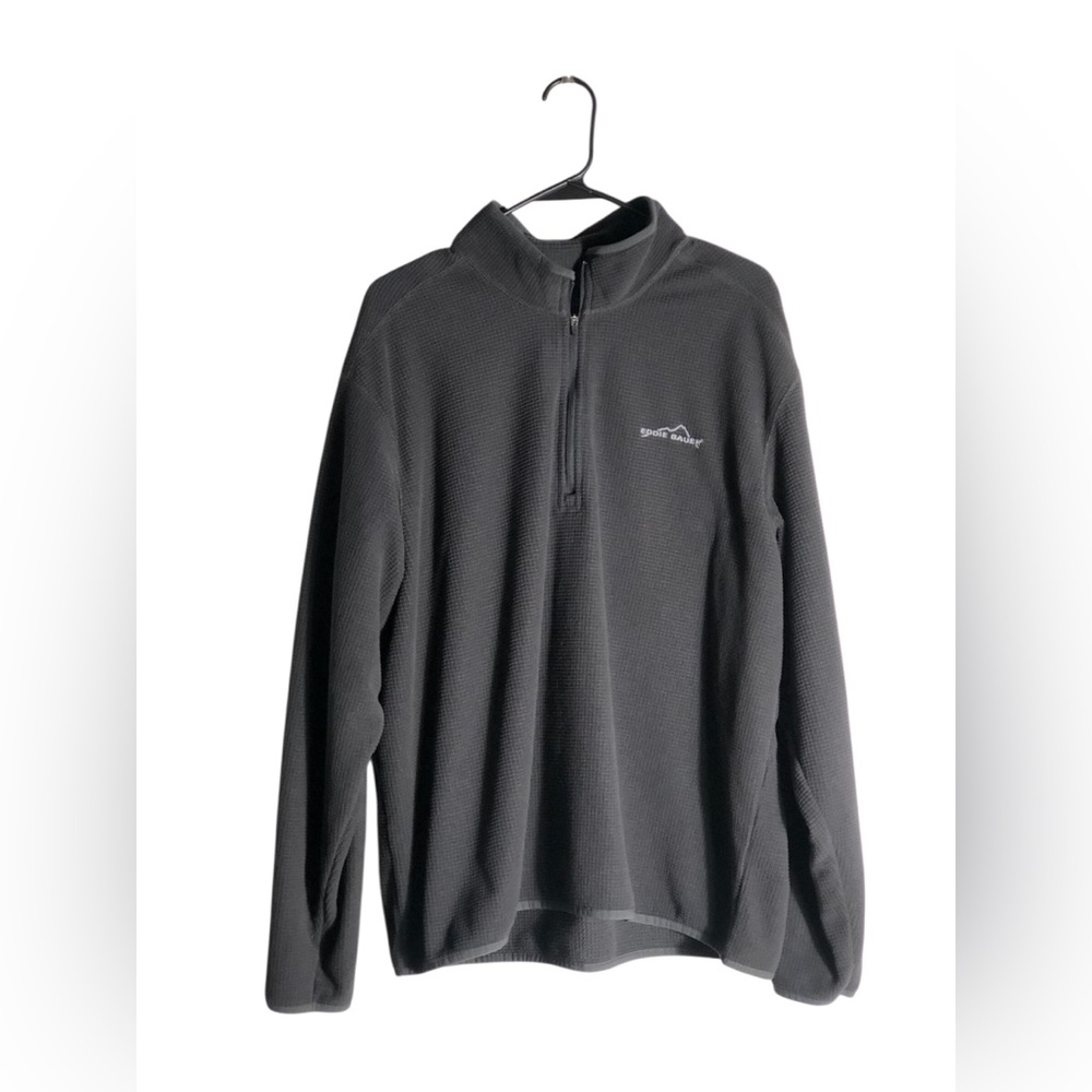 Eddie Bauer waffle fleece 1/4 zip jacket in charcoal gray Sz XL